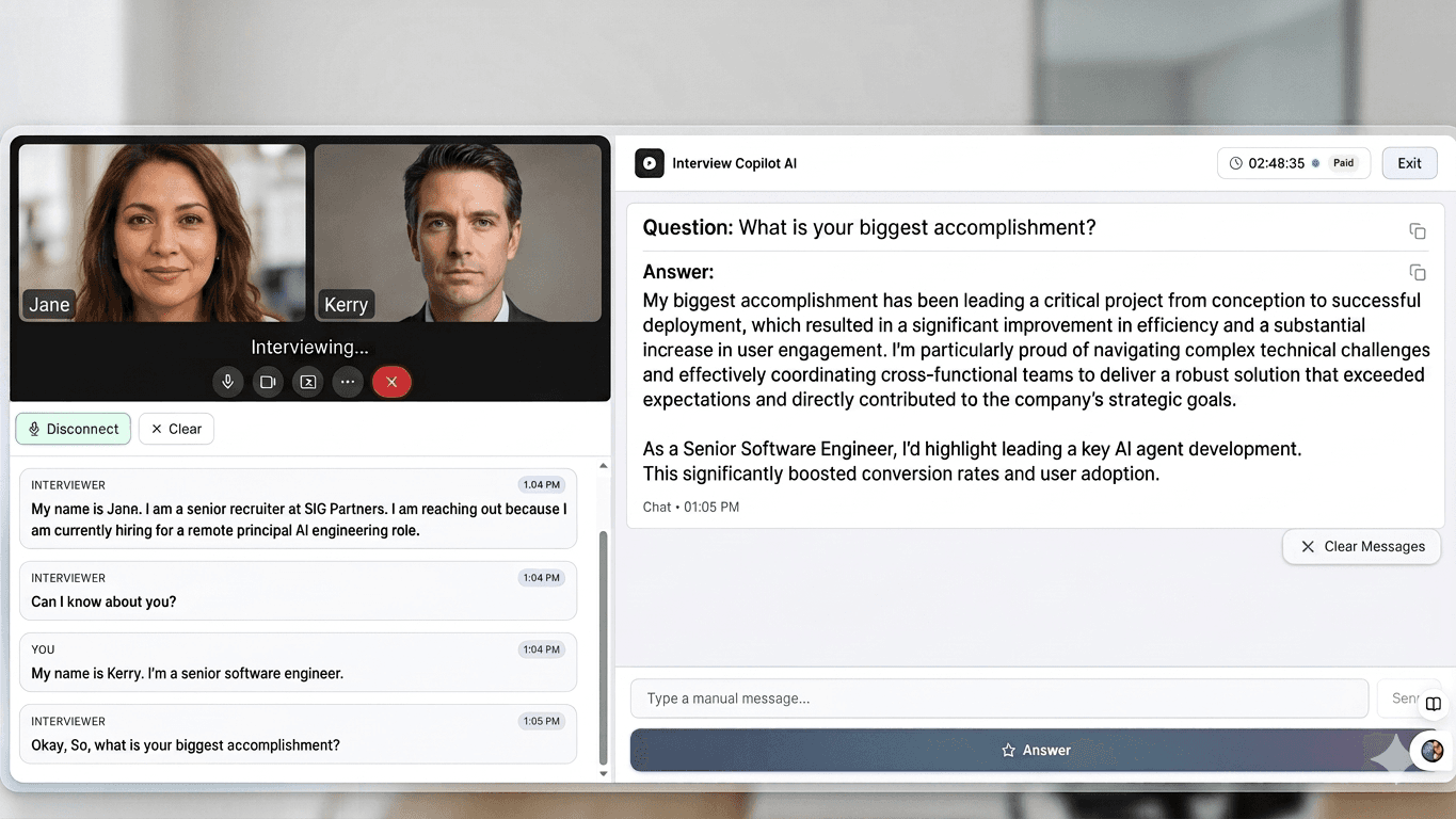 Interview Copilot AI dashboard preview